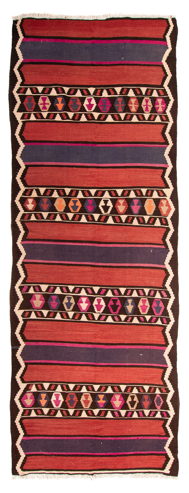 Løber Kelim-tæppe - gammelt - 380 x 140 cm - flerfarvet