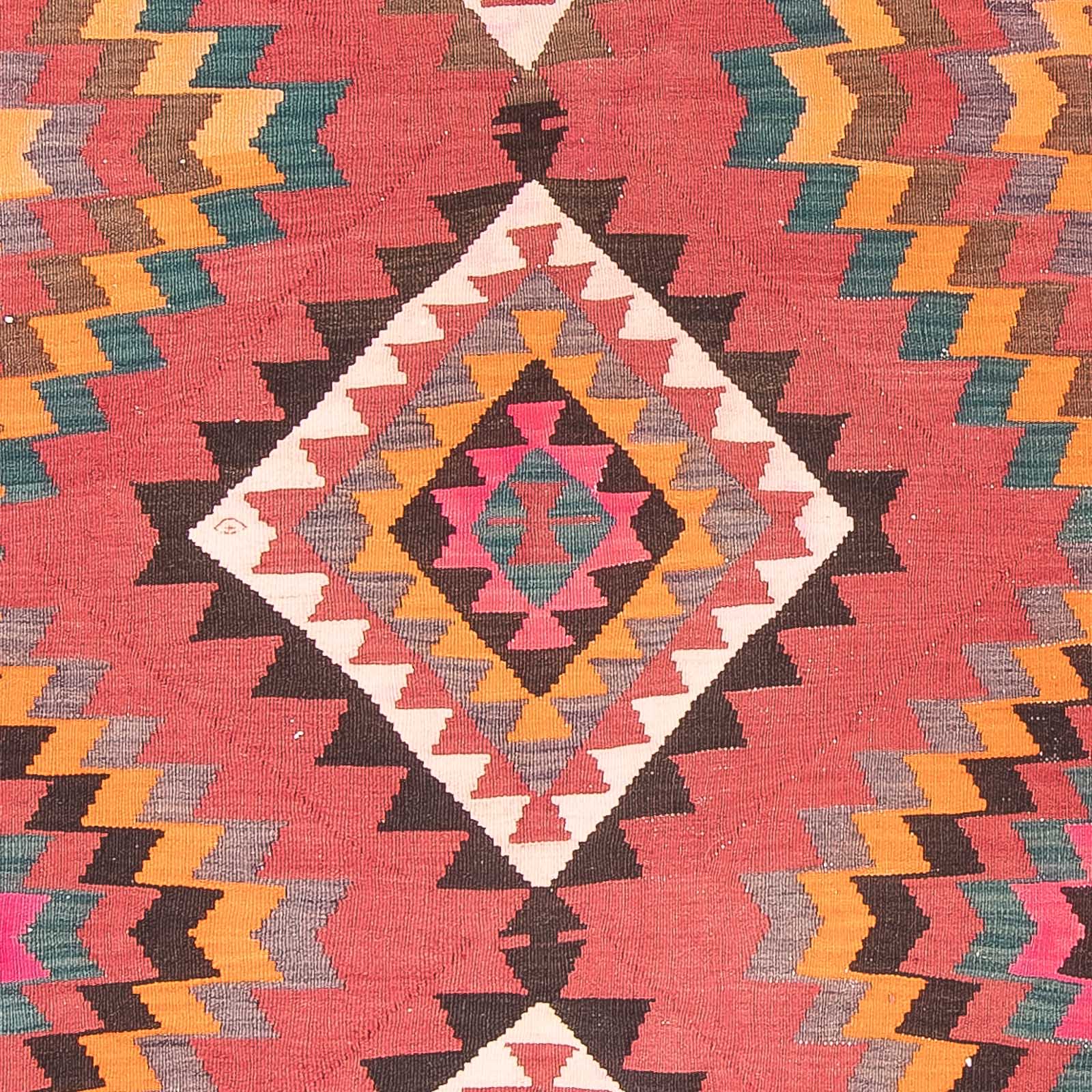 Løber Kelim-tæppe - gammelt - 430 x 210 cm - rød