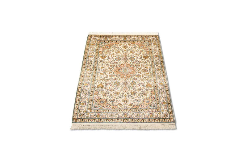 Silketæppe - Kashmir Silk - 95 x 62 cm - beige