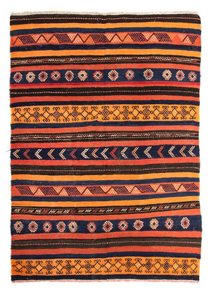 Kelim-tæppe - gammelt - 210 x 157 cm - flerfarvet