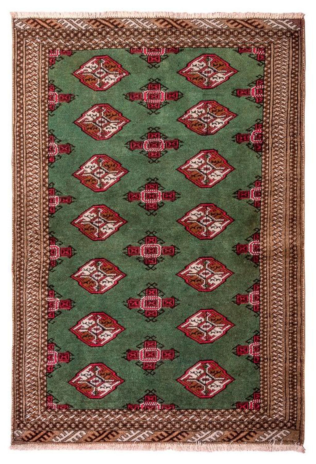 Turkaman-tæppe - 143 x 99 cm - grøn