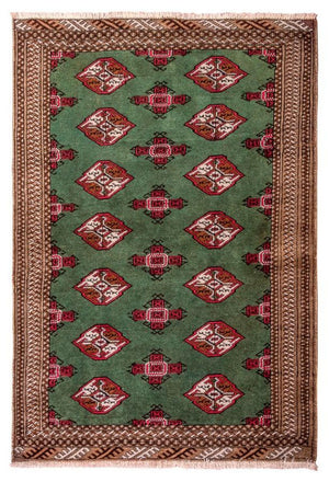 Turkaman-tæppe - 143 x 99 cm - grøn
