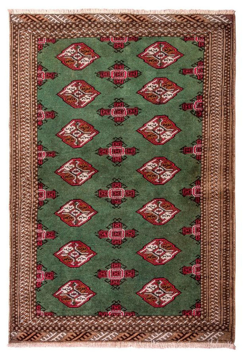 Turkaman-tæppe - 143 x 99 cm - grøn