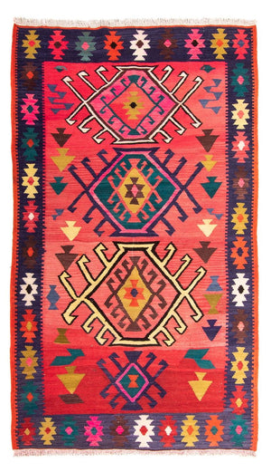 Kelim-tæppe - gammelt - 250 x 150 cm - flerfarvet