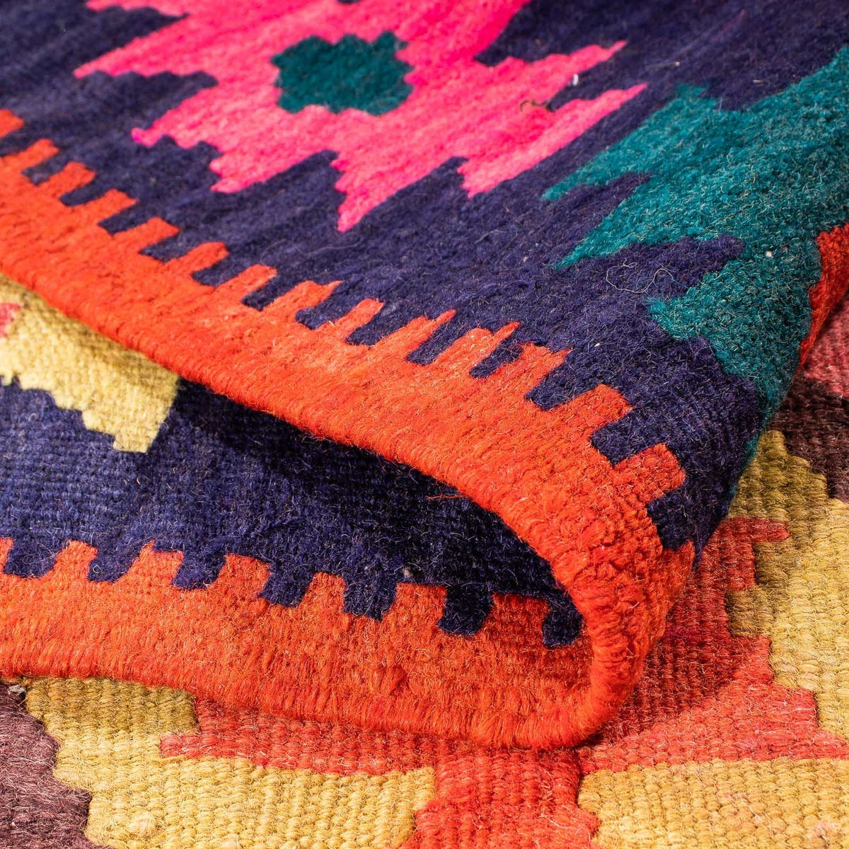 Kelim-tæppe - gammelt - 250 x 150 cm - flerfarvet