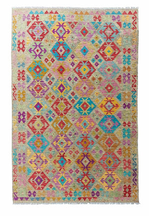 Kelim Carpet - Splash - 294 x 199 cm - flerfarvet