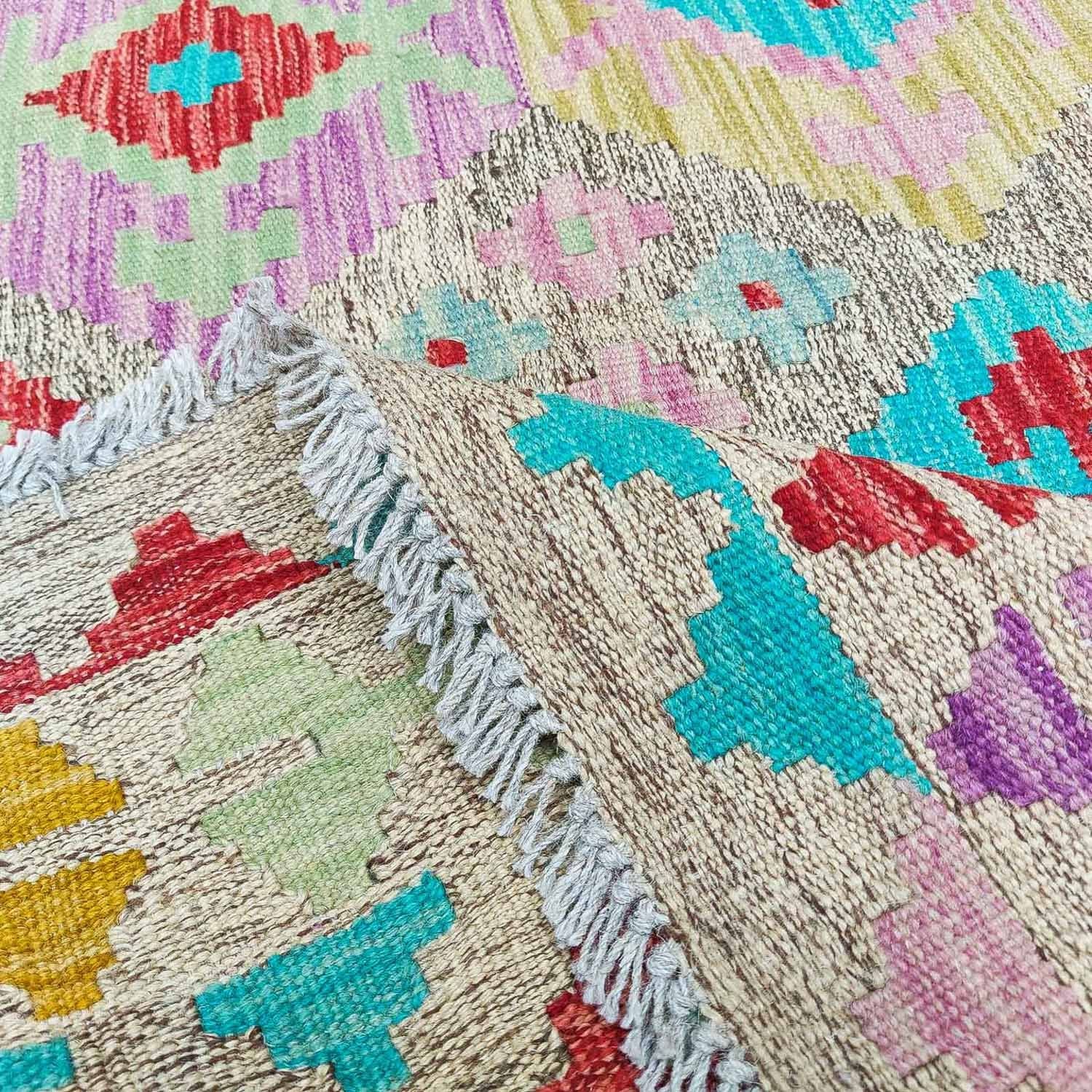 Kelim Carpet - Splash - 294 x 199 cm - flerfarvet