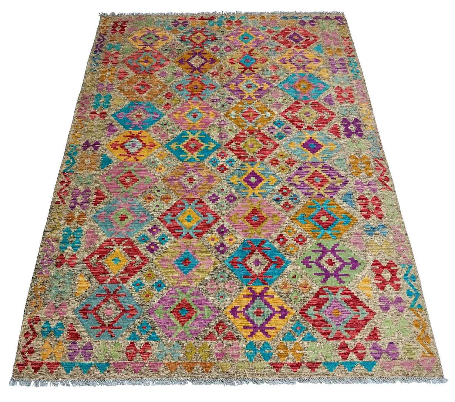 Kelim Carpet - Splash - 294 x 199 cm - flerfarvet