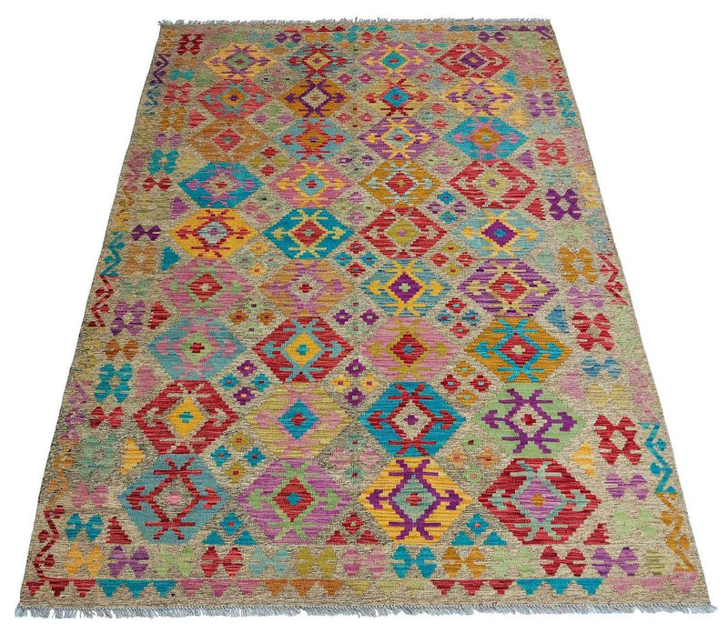 Kelim Carpet - Splash - 294 x 199 cm - flerfarvet