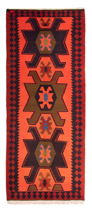 Løber Kelim-tæppe - gammelt - 335 x 150 cm - flerfarvet