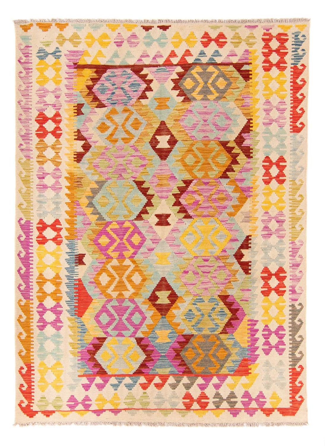 Kelim Carpet - Splash - 203 x 148 cm - flerfarvet