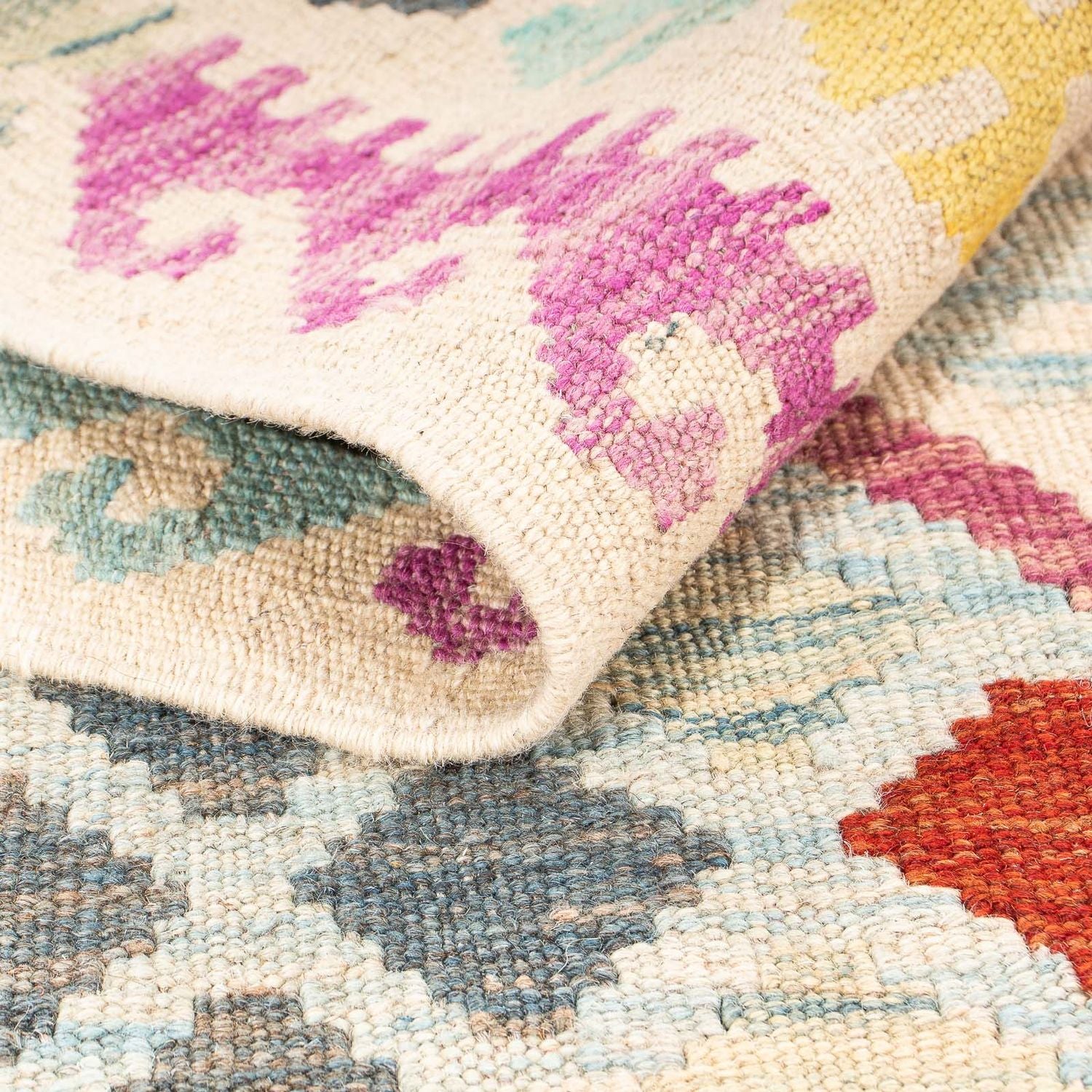 Kelim Carpet - Splash - 204 x 154 cm - flerfarvet