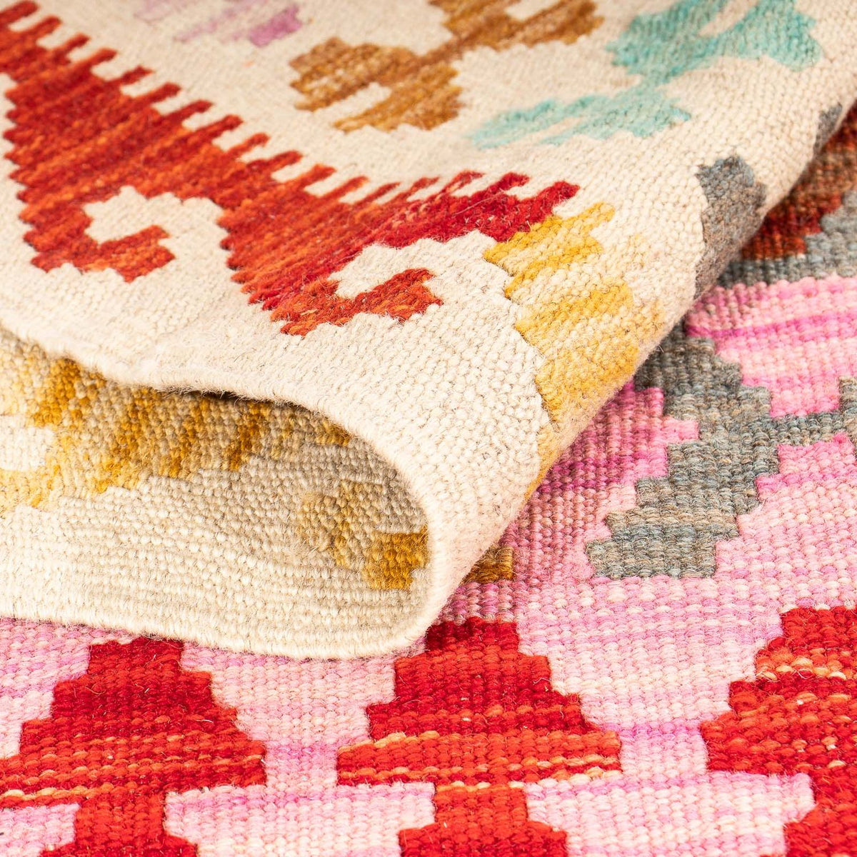 Kelim Carpet - Splash - 175 x 130 cm - pink