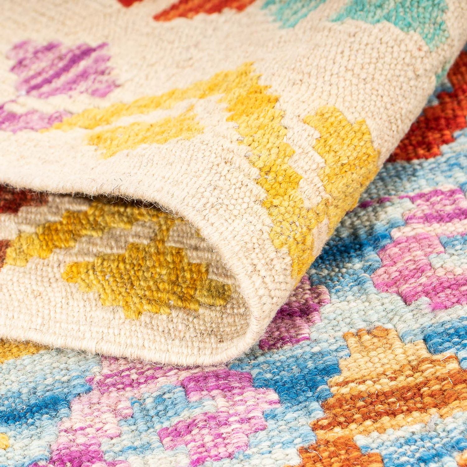 Kelim Carpet - Splash - 146 x 100 cm - flerfarvet