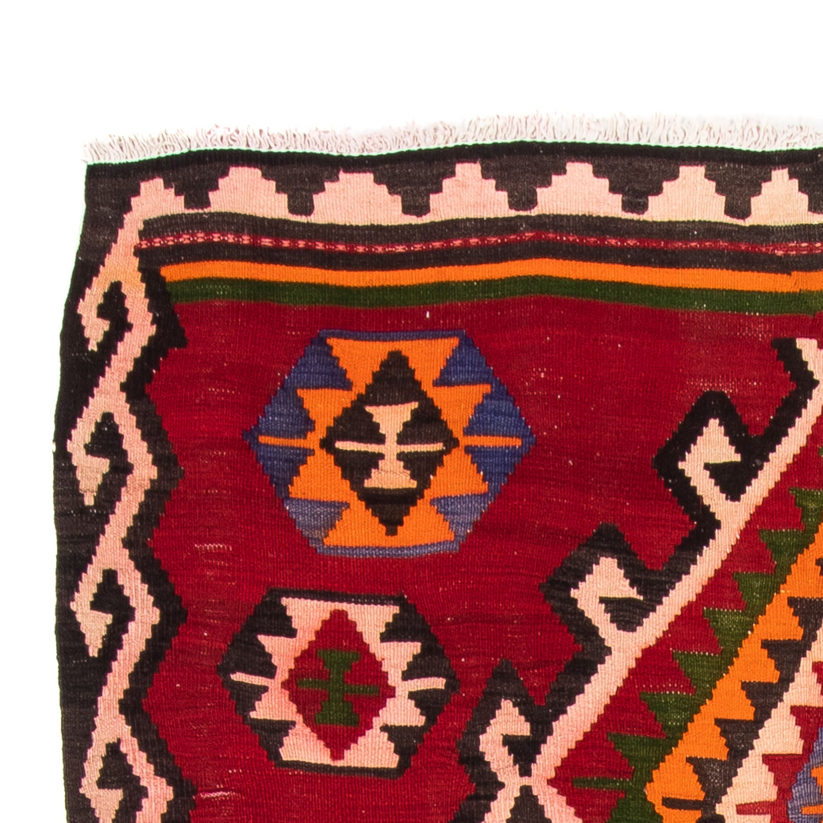 Kelim-tæppe - gammelt - 305 x 160 cm - flerfarvet