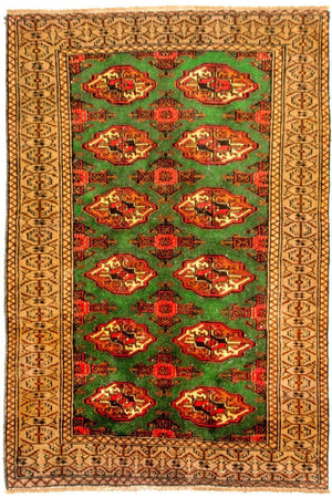 Turkaman-tæppe - 143 x 102 cm - grøn