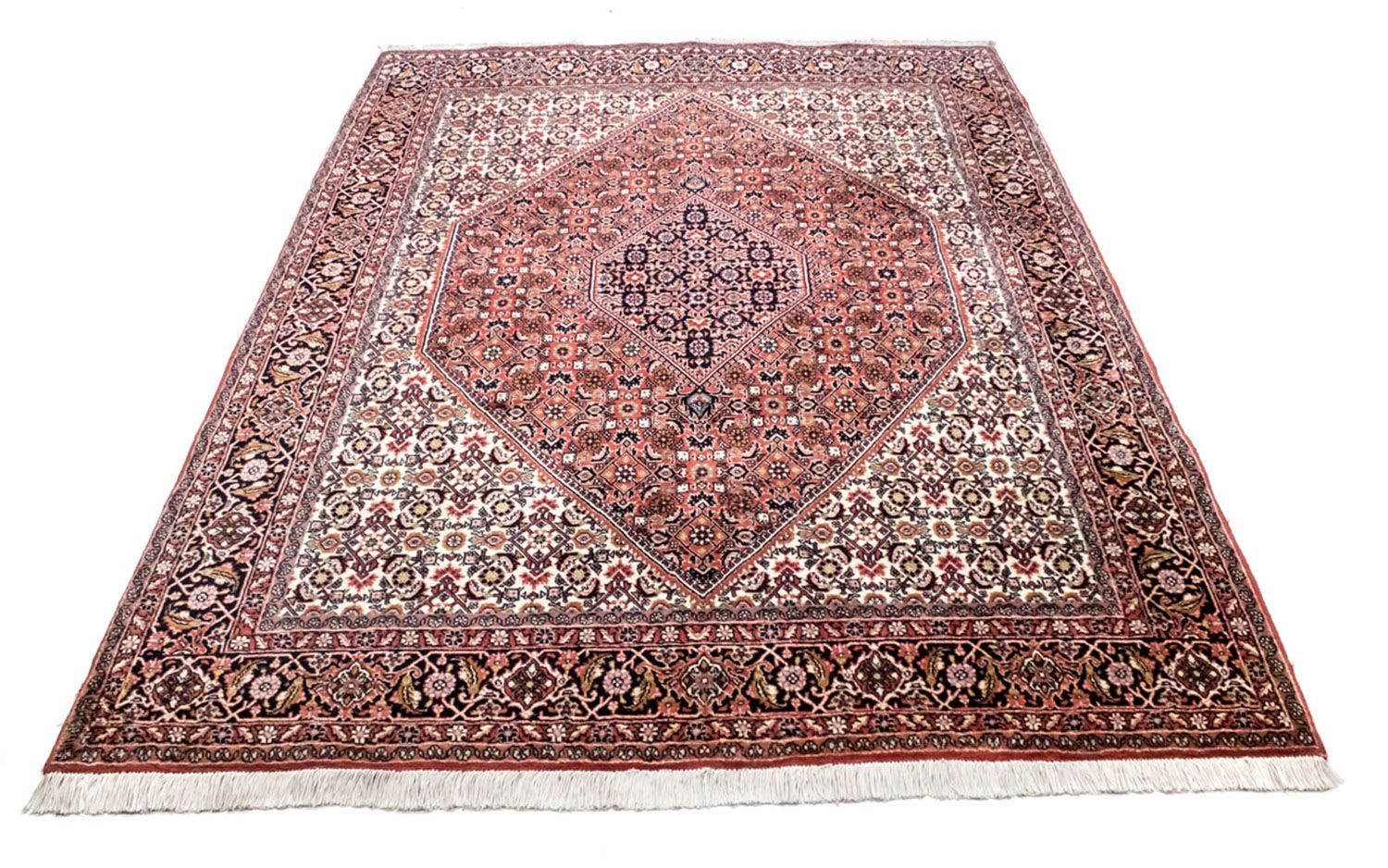 Persisk tæppe - Bijar - 235 x 178 cm - lysrød