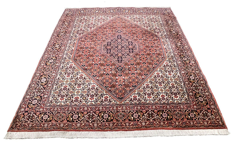 Persisk tæppe - Bijar - 235 x 178 cm - lysrød