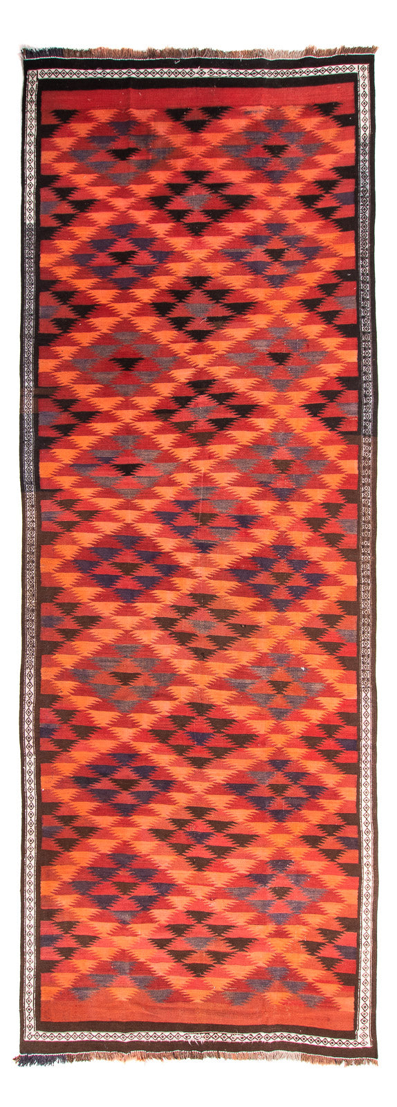 Løber Kelim-tæppe - gammelt - 365 x 148 cm - flerfarvet