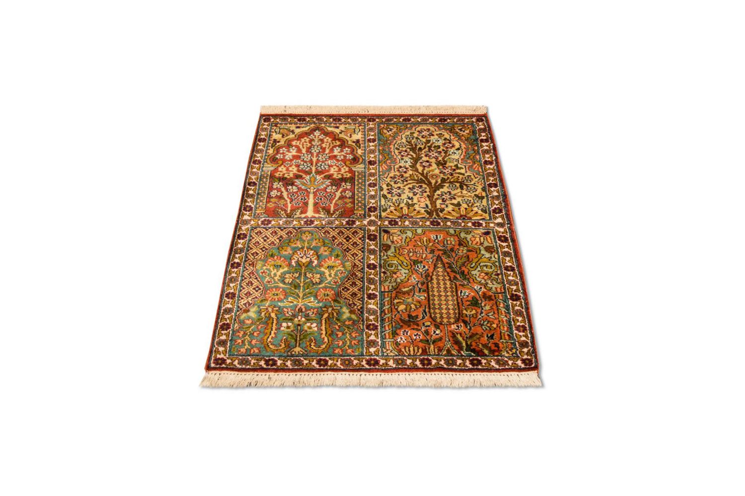 Silketæppe - Kashmir Silk - 91 x 65 cm - flerfarvet