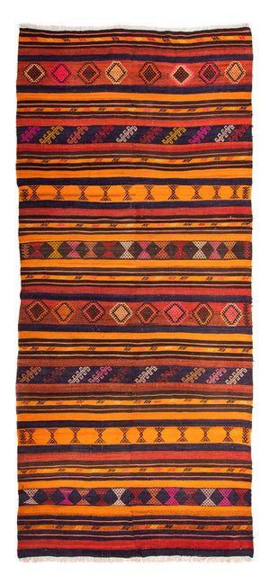 Løber Kelim-tæppe - gammelt - 340 x 170 cm - flerfarvet