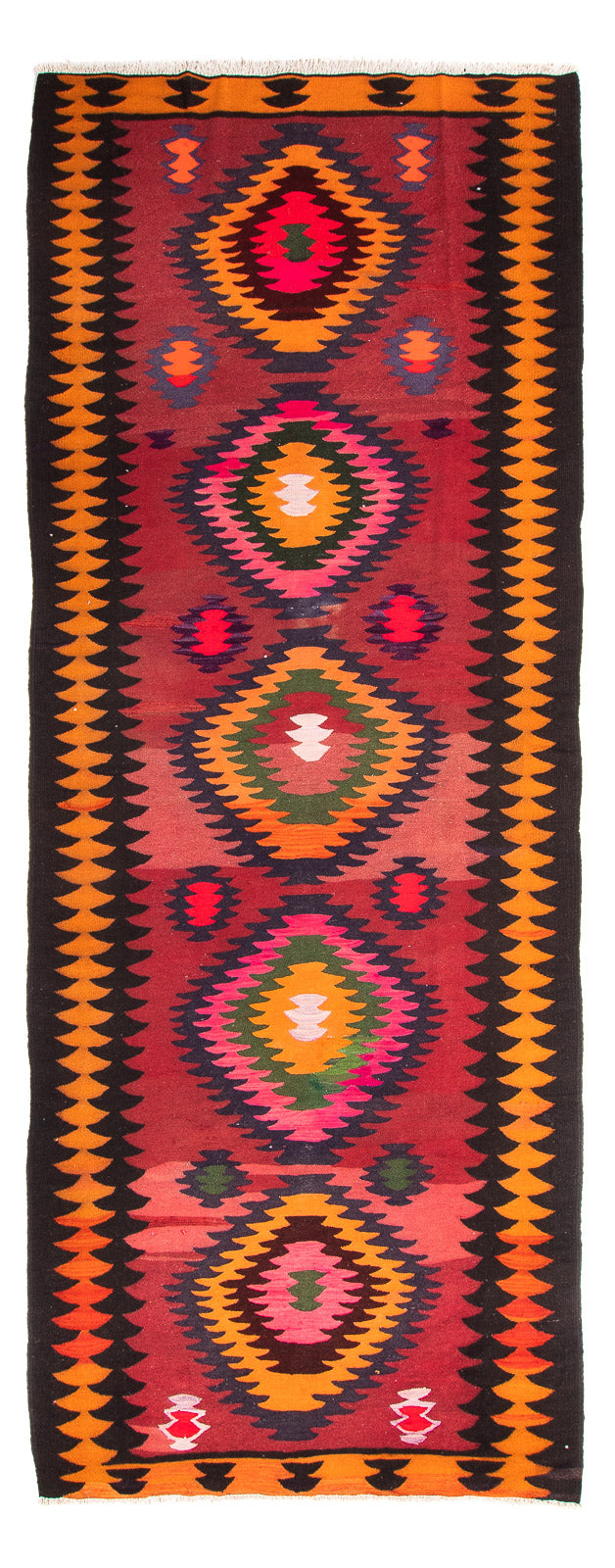 Løber Kelim-tæppe - gammelt - 350 x 130 cm - flerfarvet