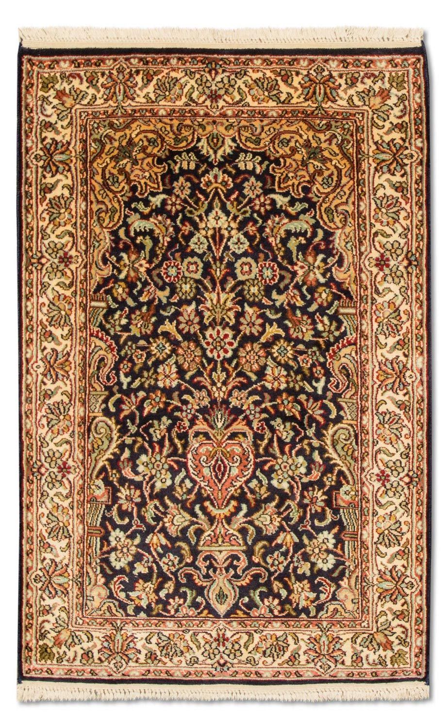 Silketæppe - Kashmir Silk - 94 x 60 cm - mørkeblå