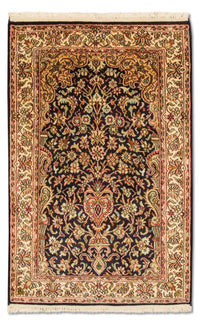 Silketæppe - Kashmir Silk - 94 x 60 cm - mørkeblå