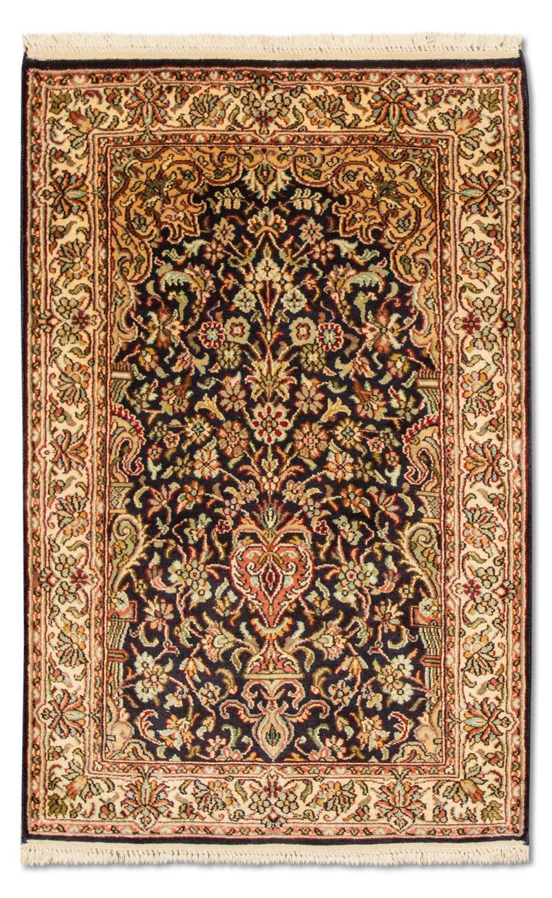 Silketæppe - Kashmir Silk - 94 x 60 cm - mørkeblå