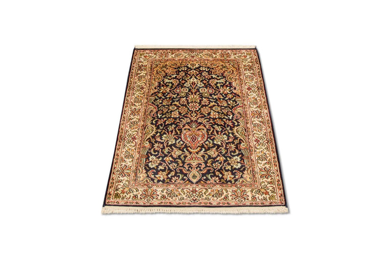Silketæppe - Kashmir Silk - 94 x 60 cm - mørkeblå