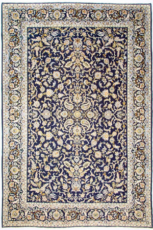 Persisk tæppe - Keshan - 380 x 288 cm - blå