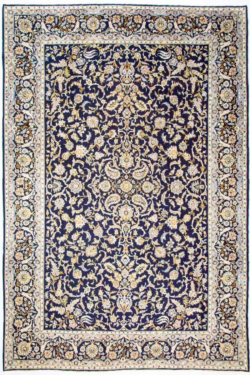 Persisk tæppe - Keshan - 380 x 288 cm - blå