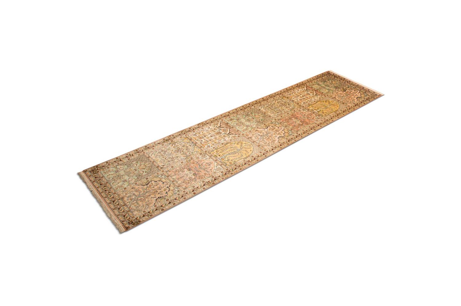 Løber Silketæppe - Kashmir Silk - 316 x 77 cm - flerfarvet