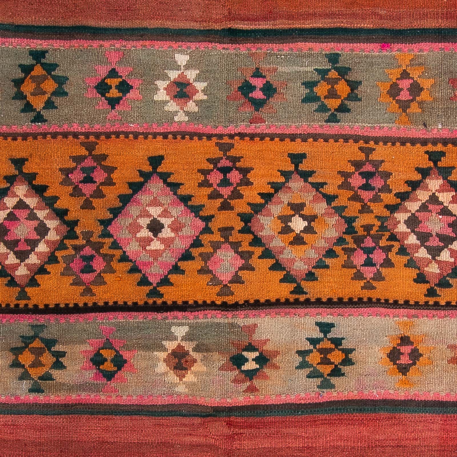 Løber Kelim-tæppe - gammelt - 370 x 145 cm - flerfarvet