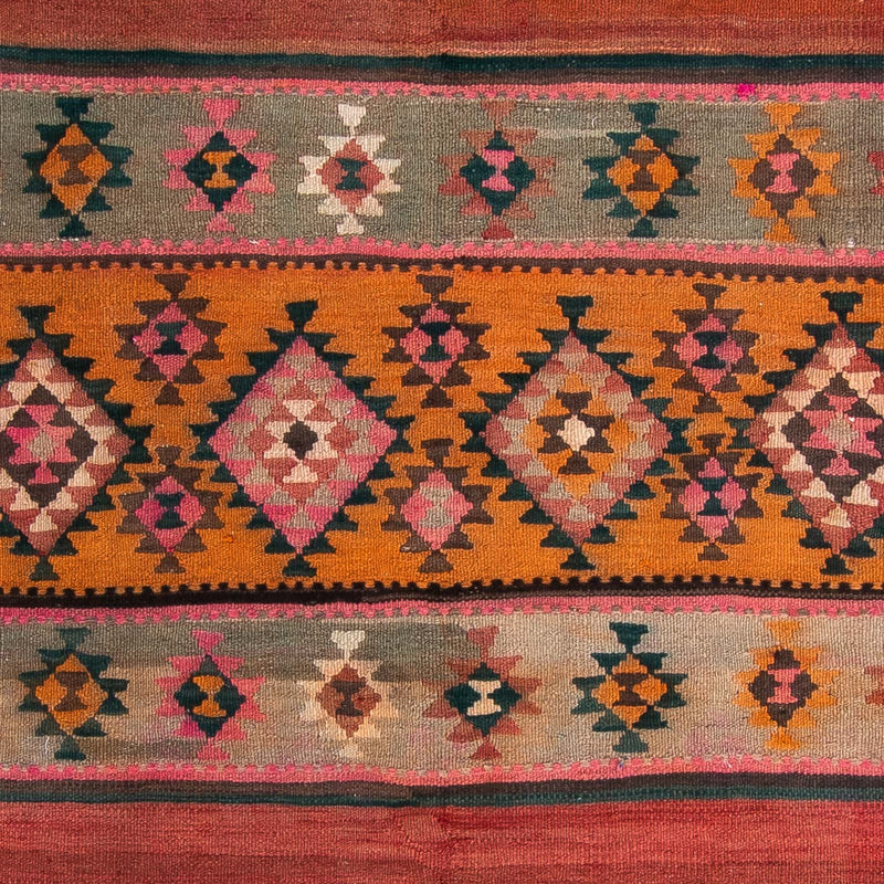 Løber Kelim-tæppe - gammelt - 370 x 145 cm - flerfarvet