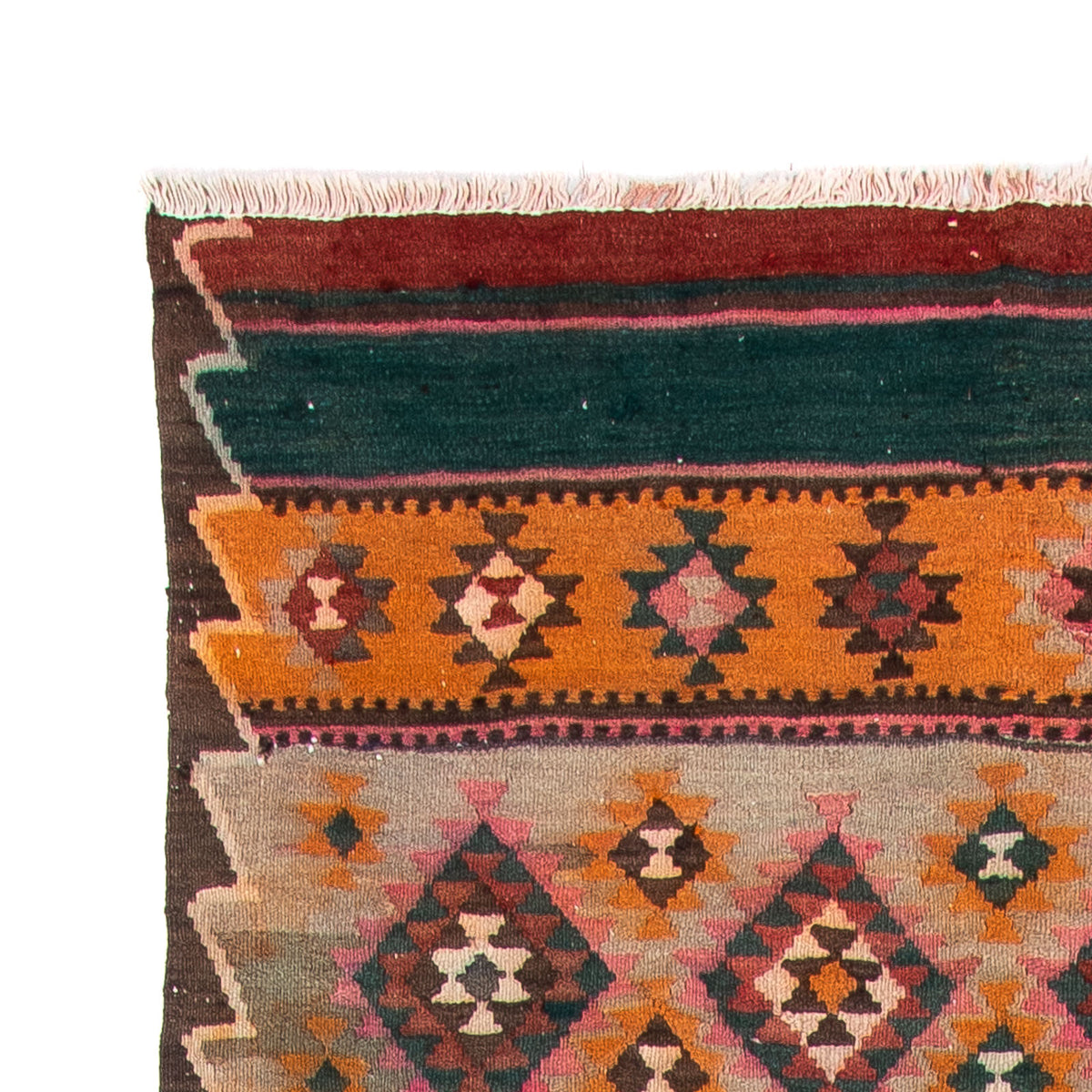 Løber Kelim-tæppe - gammelt - 370 x 145 cm - flerfarvet
