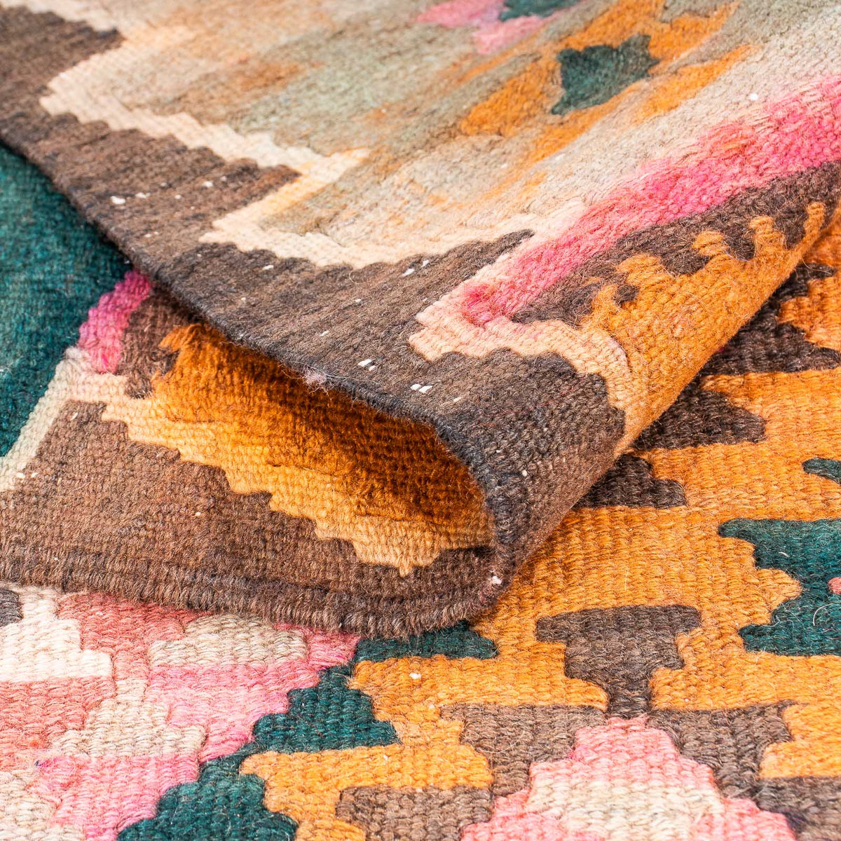 Løber Kelim-tæppe - gammelt - 370 x 145 cm - flerfarvet