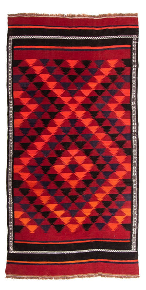 Løber Kelim-tæppe - gammelt - 280 x 145 cm - flerfarvet