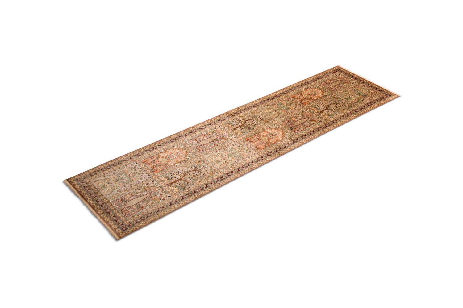 Løber Silketæppe - Kashmir Silk - 305 x 80 cm - flerfarvet