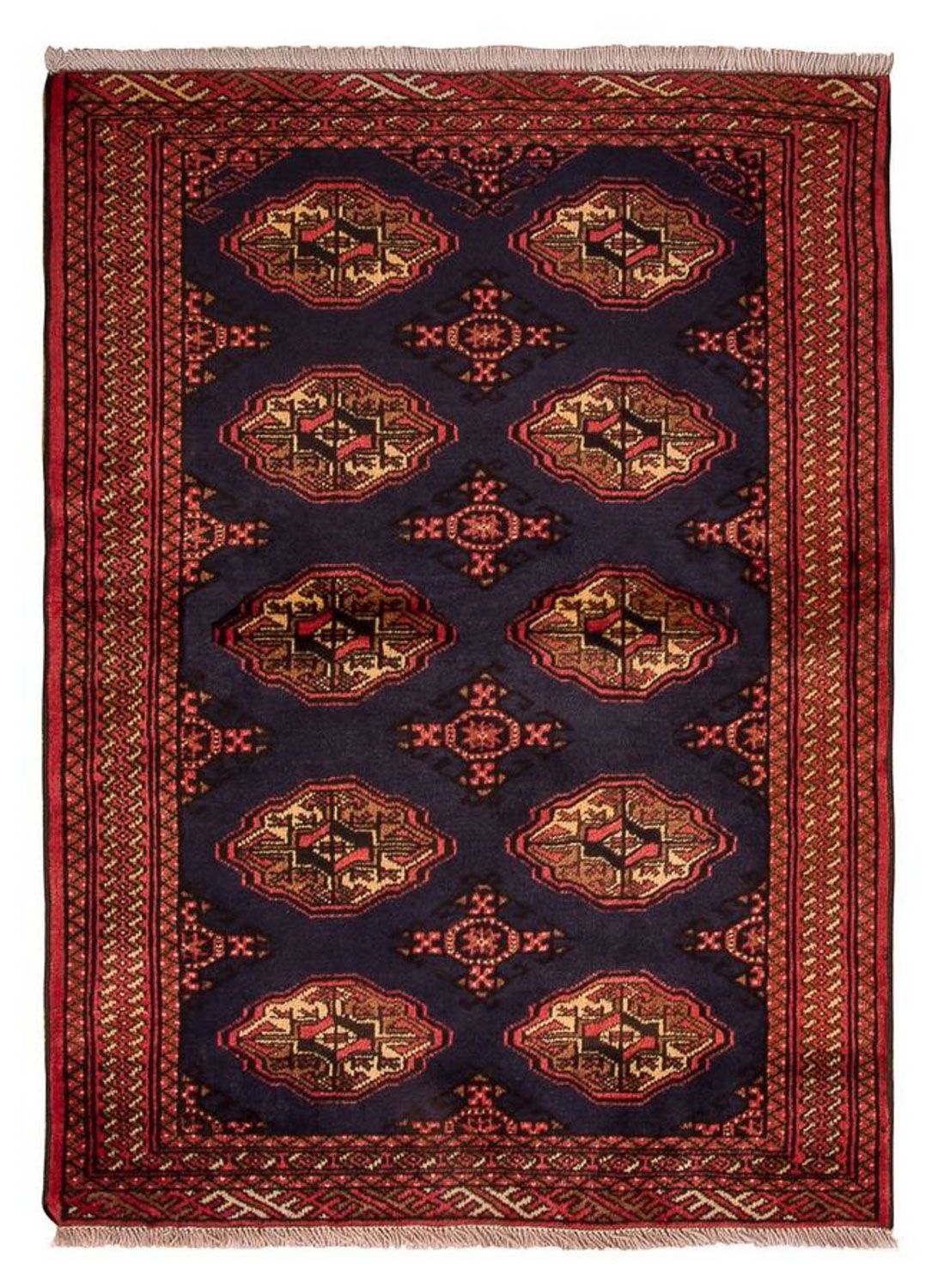 Turkaman-tæppe - 134 x 99 cm - mørkeblå