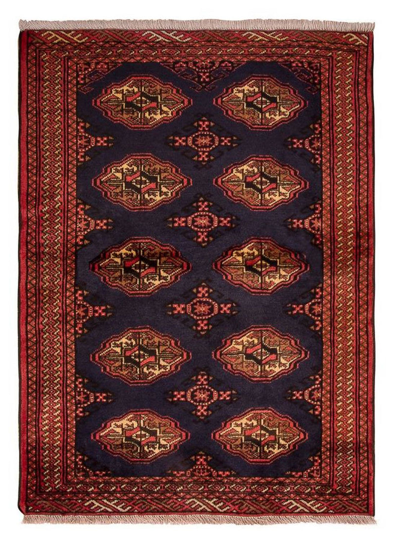 Turkaman-tæppe - 134 x 99 cm - mørkeblå