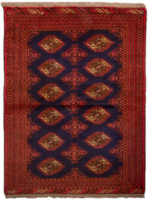 Turkaman-tæppe - 135 x 103 cm - mørkeblå