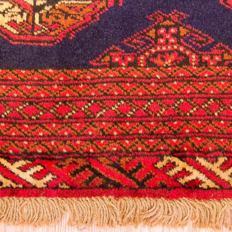 Turkaman-tæppe - 135 x 103 cm - mørkeblå
