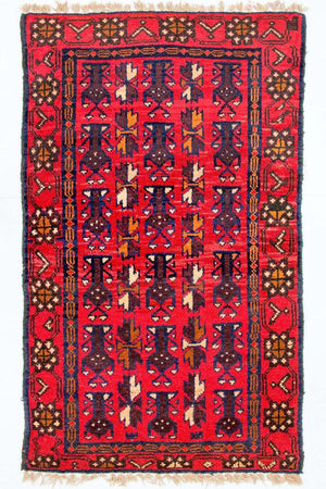 Baluch-tæppe - 130 x 74 cm - rød
