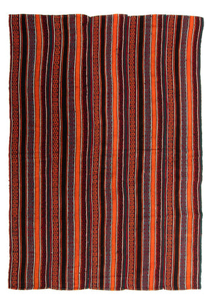 Kelim-tæppe - gammelt - 220 x 155 cm - flerfarvet