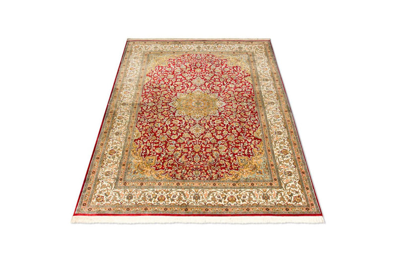 Silketæppe - Kashmir Silk - 216 x 153 cm - rød