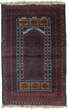 Baluch-tæppe 84x139cm - Orientalsk tæppe - Rektangulær / Flerfarvet / 84 x 139 cm Rektangulær