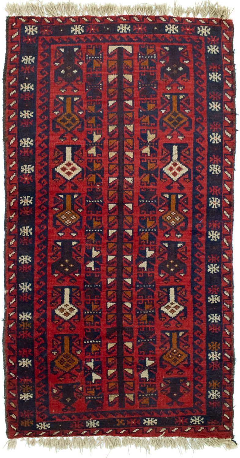 Baluch-tæppe - 130 x 74 cm - rød