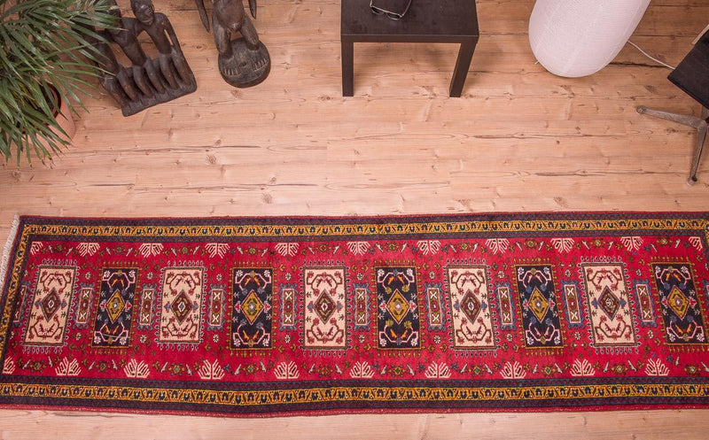 Løber Persisk tæppe - Nomadisk - 308 x 83 cm - rød