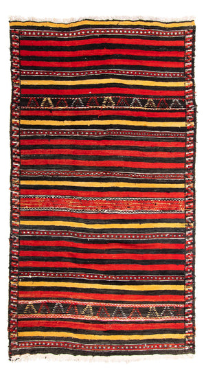 Kelim-tæppe - gammelt - 245 x 135 cm - flerfarvet